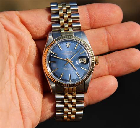 two tone rolex with blue face|rolex date just blue dial.